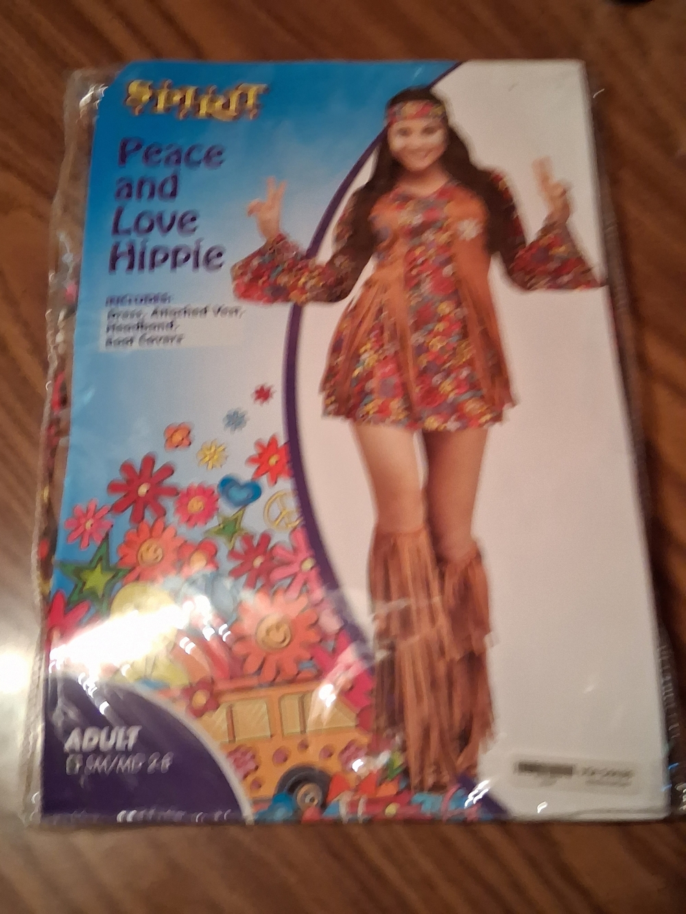 Spirit Peace and Love Hippie Costume - Brown with Multicolor Floral